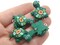 4 Green Turtles with Flowers on the Shell Turtle Charms Tortoise Links